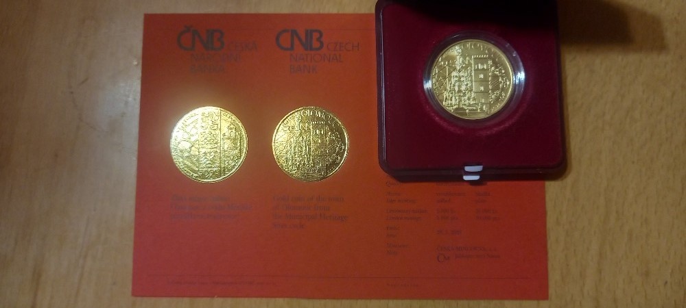 zlatá mince ČNB 5000Kč Olomouc,b.k.