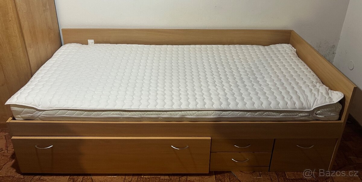 Postel 90x200 včetně roštu a matrace