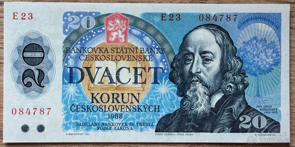 20 Kčs 1988 UNC série E23