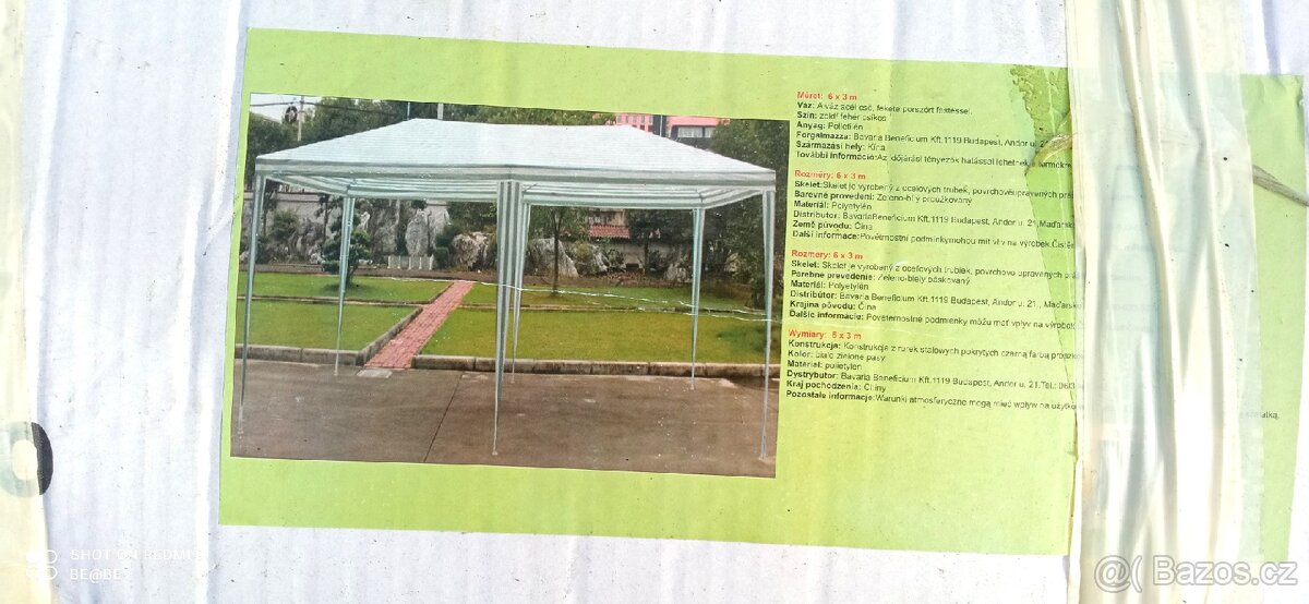Skládací přístřešek 6x3 m
