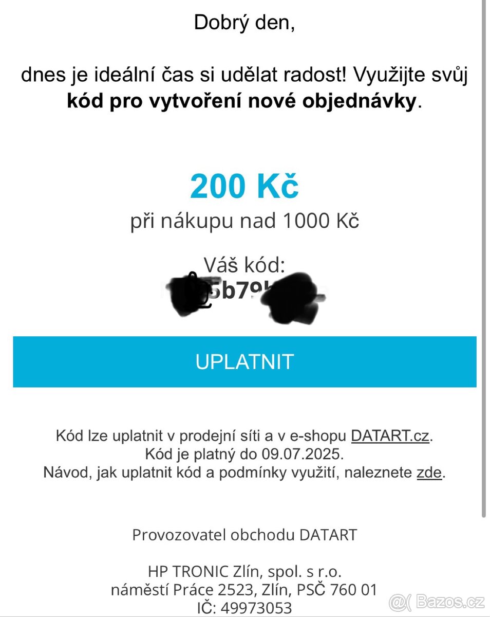 Zlevněte si malý nákup v Datart nad 1000 Kč o 100 Kč  			