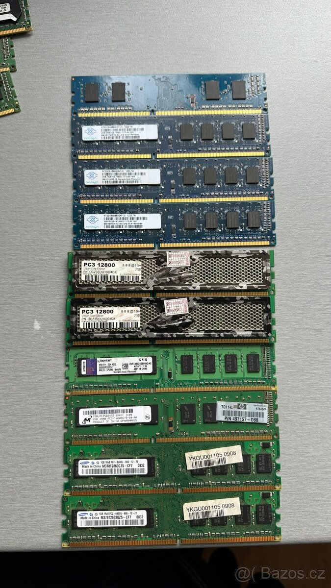 RAM DDR3 2GB a 1GB moduly po kusech