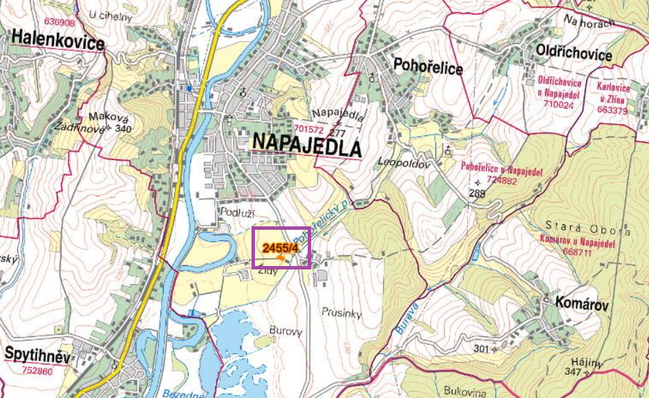 Prodej celého pozemku Pěnné 2144 m²