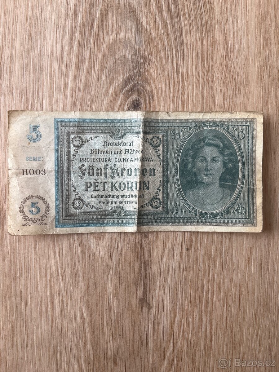 5 Korun (1940), série H  - Protektorát Č. a M.
