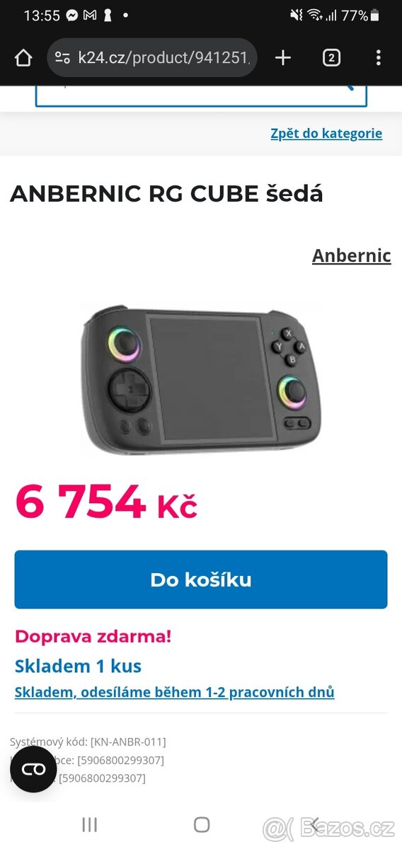 Prodavam konzoly anbernic rg cube 8gb rám 128gb 8x2.7ghz