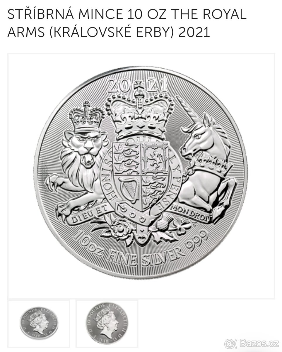 Stříbrná mince 10oz Royal arms 2021