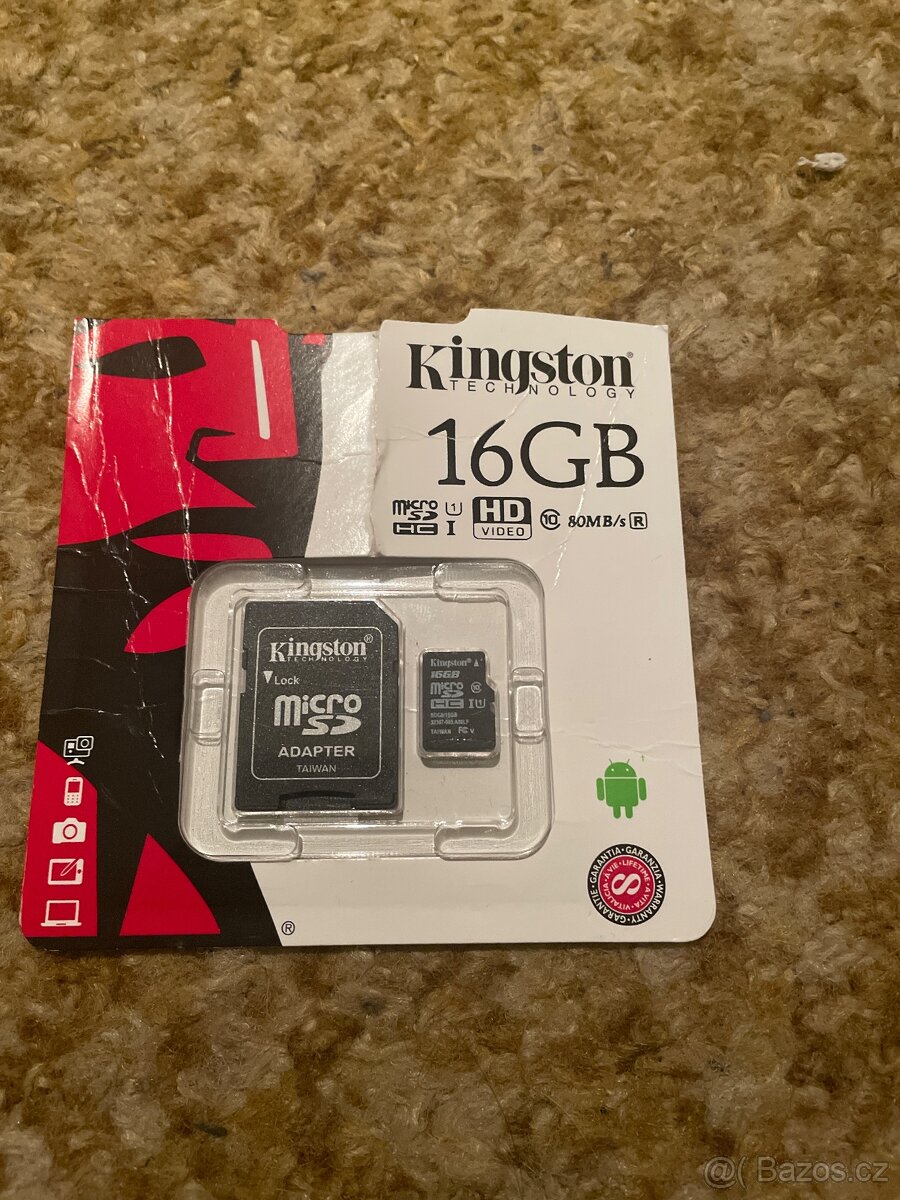 Kingston mikroSDHC 16 GB Class 10 + SD adaptér