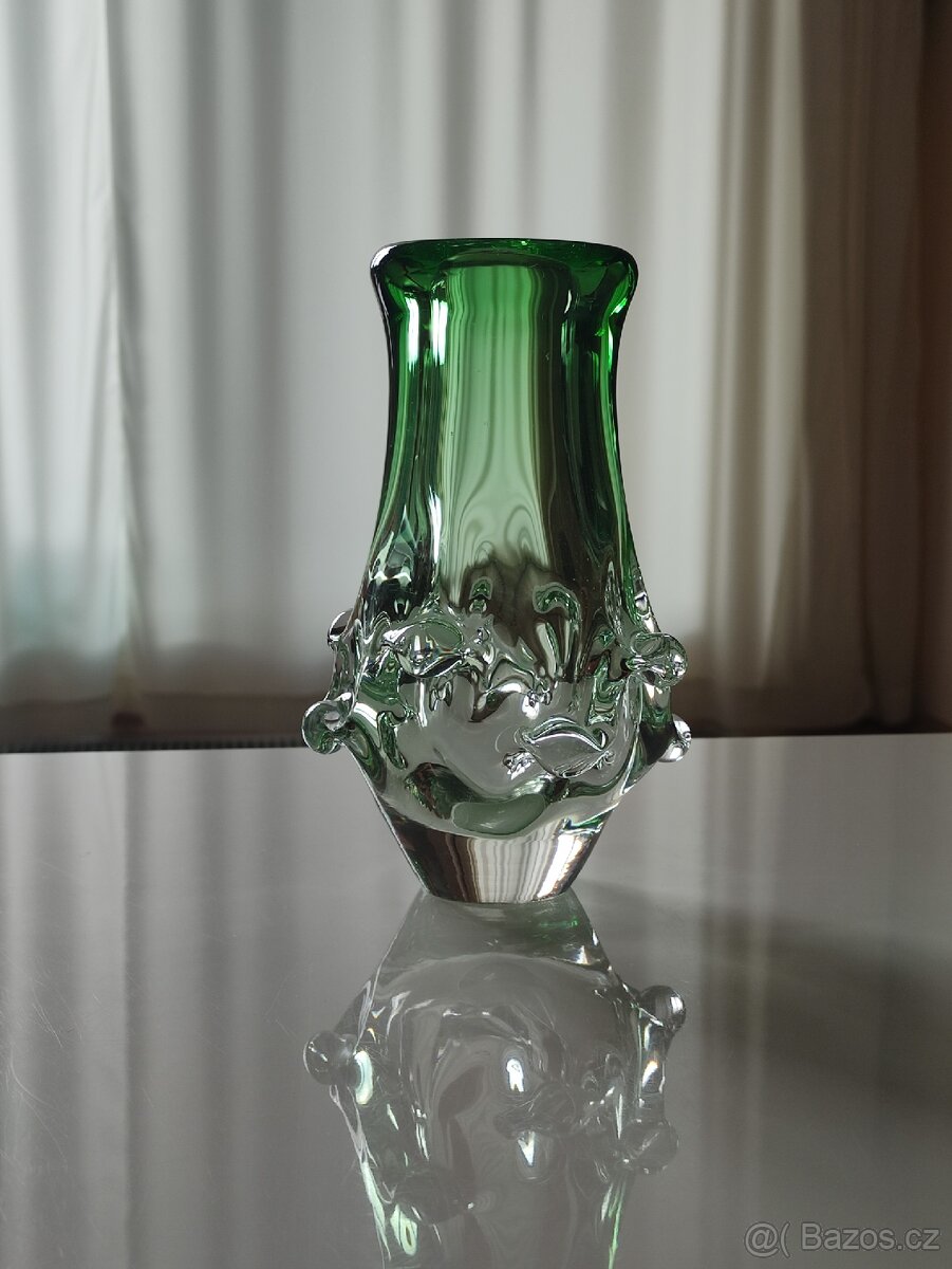 Váza zelená, L. Paleček, Škrdlovice, POŠTOVNÉ 50 Kč