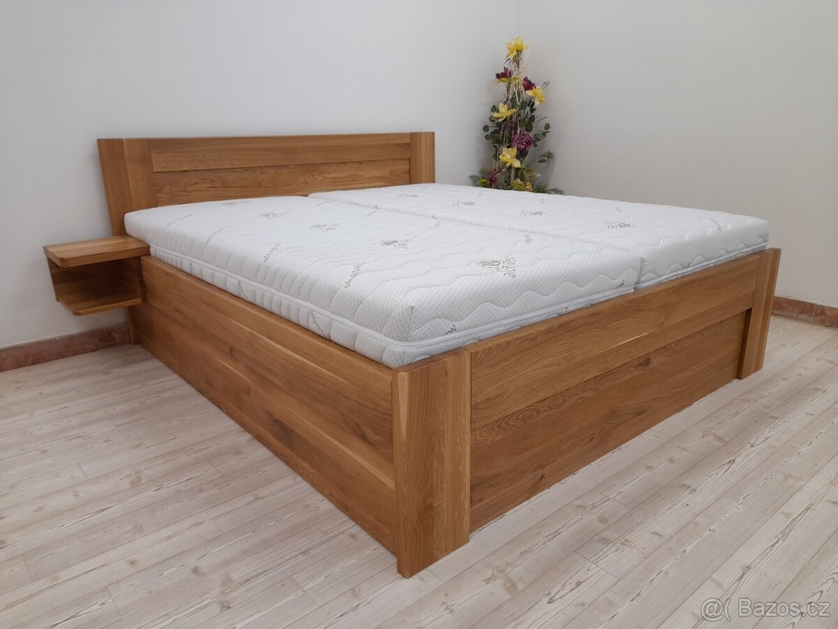 Nová dubová masivní postel, nosnost 700 kg, odvezu, smontuji