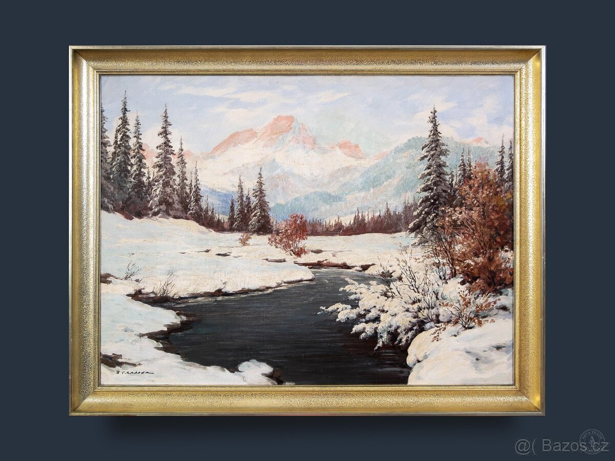 Zimní hory, sign.Strasser, 900 × 700 mm