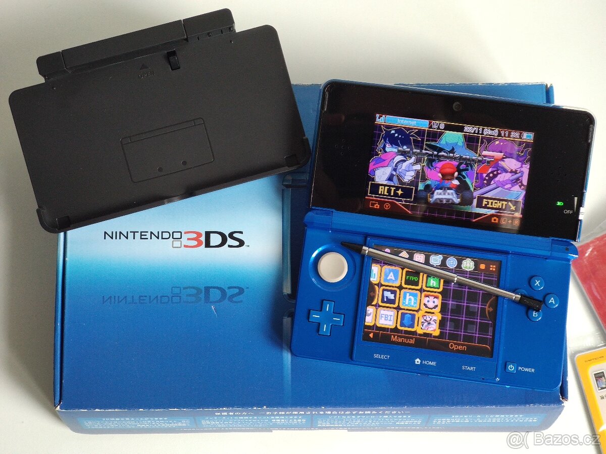 Nintendo 3DS Cobalt Blue + homebrew hack a 64GB karta