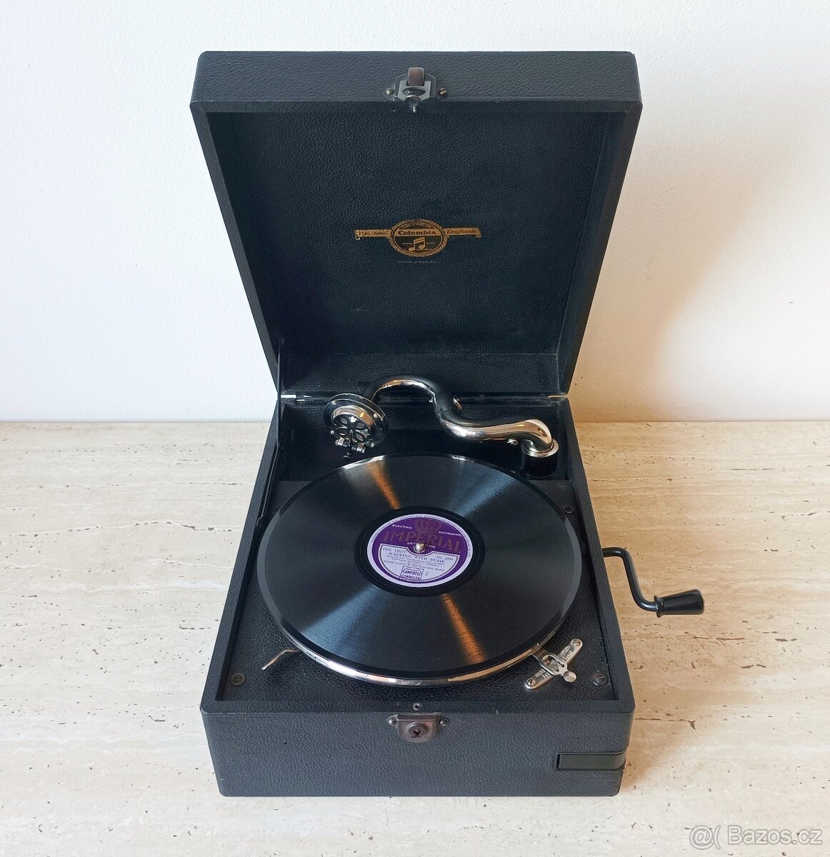 Columbia - starožitný anglický gramofon na kliku, top stav
