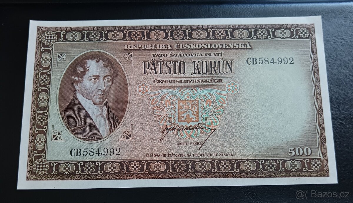 500 Kčs bez data (1945) perforace S1.. UNC