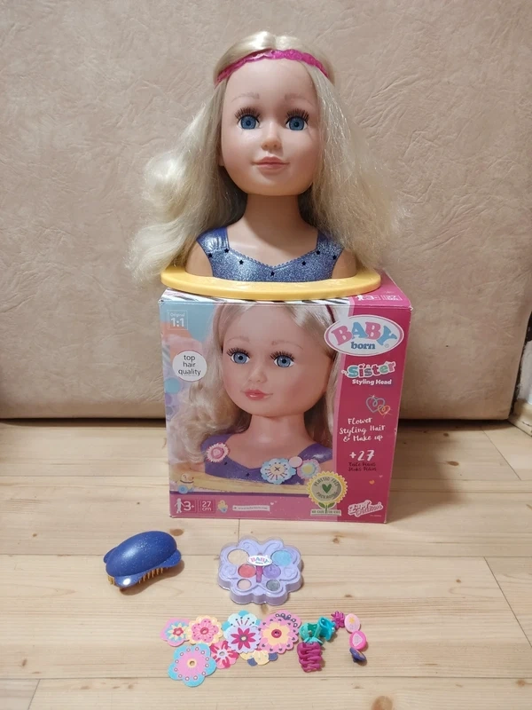 česací hlava zn.Baby born .. 50,- balíkovna