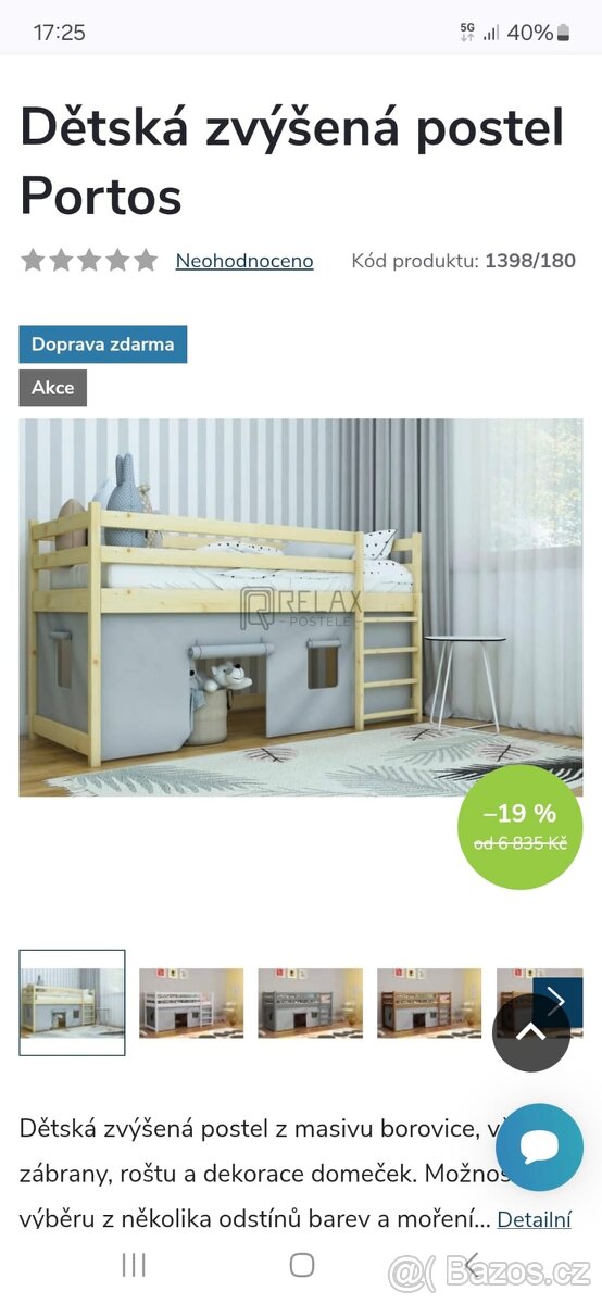 DĚTSKÁ POSTEL vyvýšená za 4000 Kč/ks nebo obě za 6000 Kč