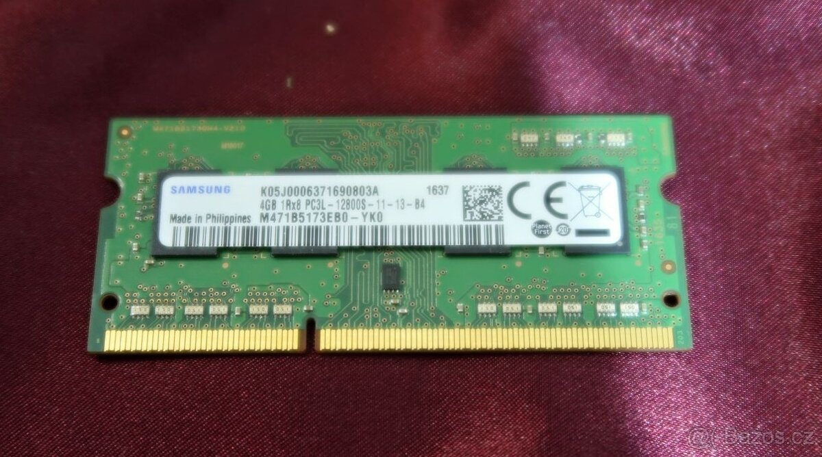 Paměť Samsung 4GB DDR3 SO-DIMM 1600MHz PC3L-12800S