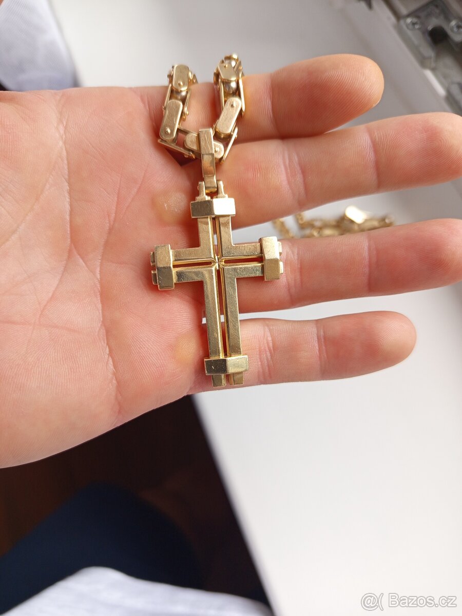 Zlatý řetěz s křížem 140,23g