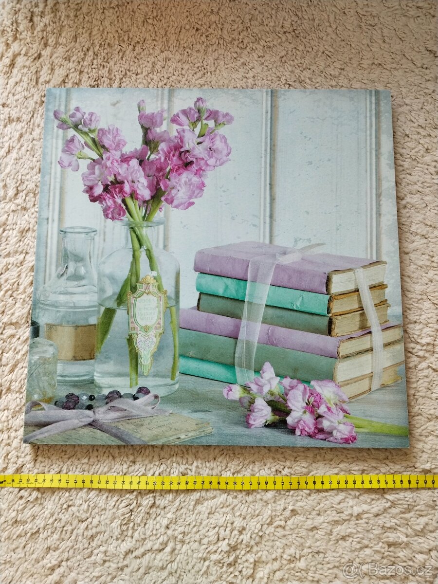 Obraz s motivem květů a knih, NEW