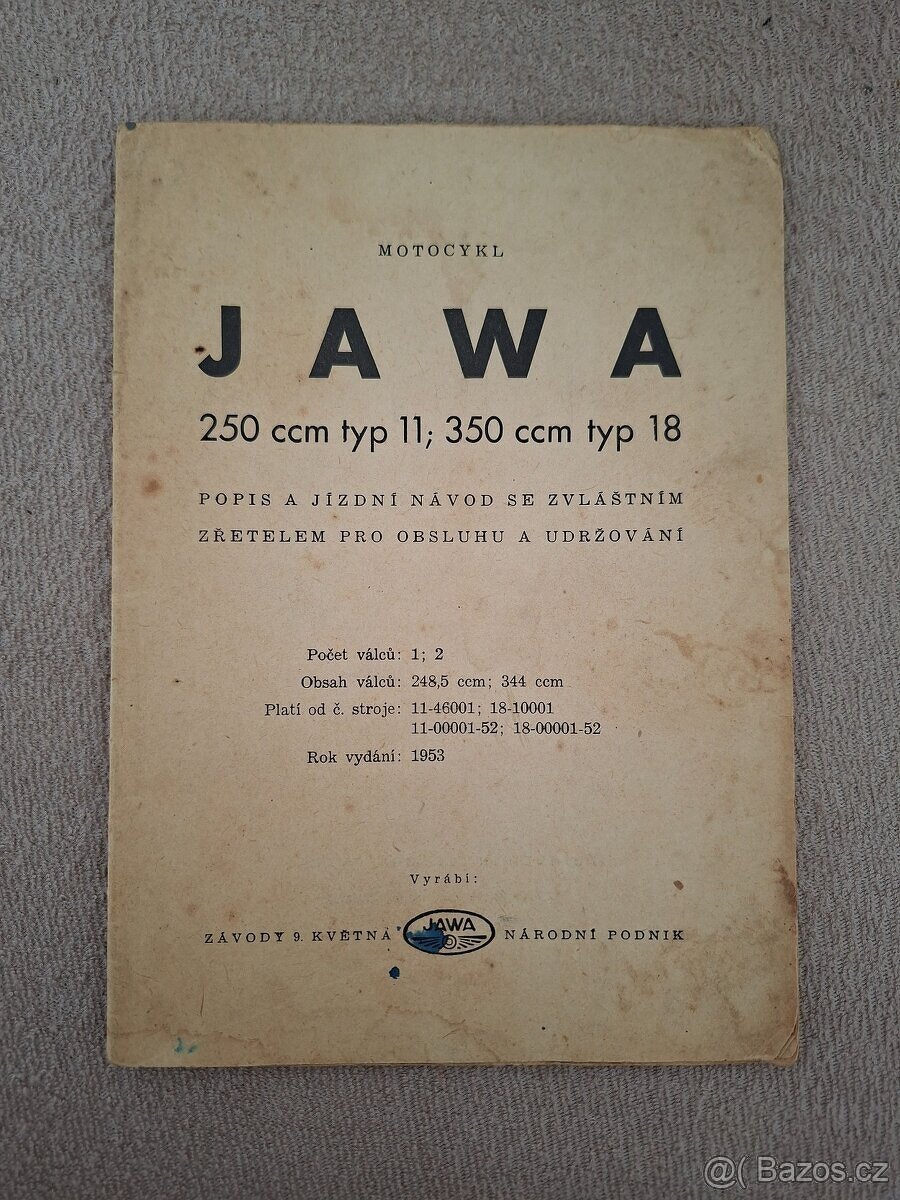 Popis a jízdní návod Jawa 250 350 pérák