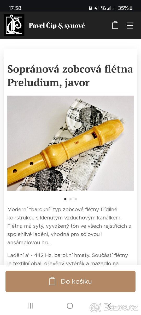 Sopránová zobcová flétna Preludium, javor, nová