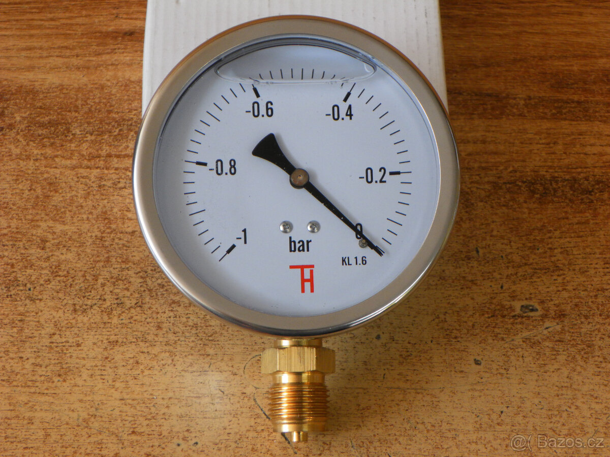Vakuometr, měřič vakua plněný glycerinem -1 bar, 100 mm