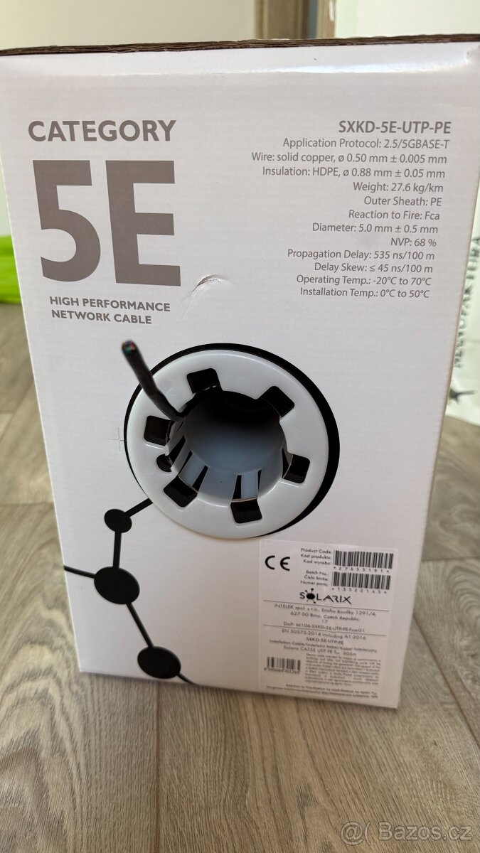 SOLARIX kabel, CAT5E, UTP PE, drát, venkovní, 305m, box