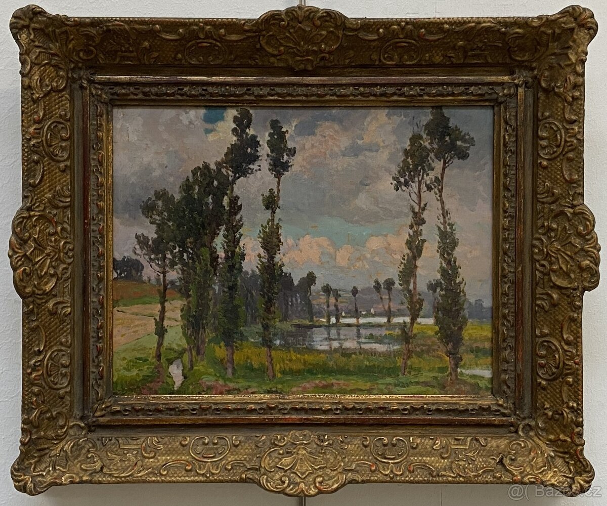 František Cína Jelínek - Krajina s topoly