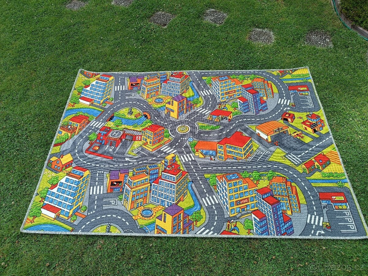 Dětsky koberec - silnice, město, auta 200x140