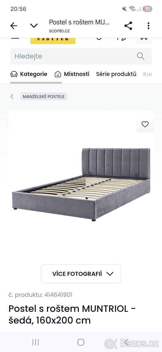 Postel včetně rostu bez matrace