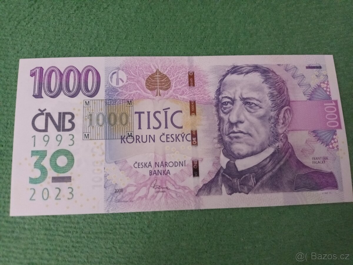 Výroční bankovka 1000kč s přítiskem