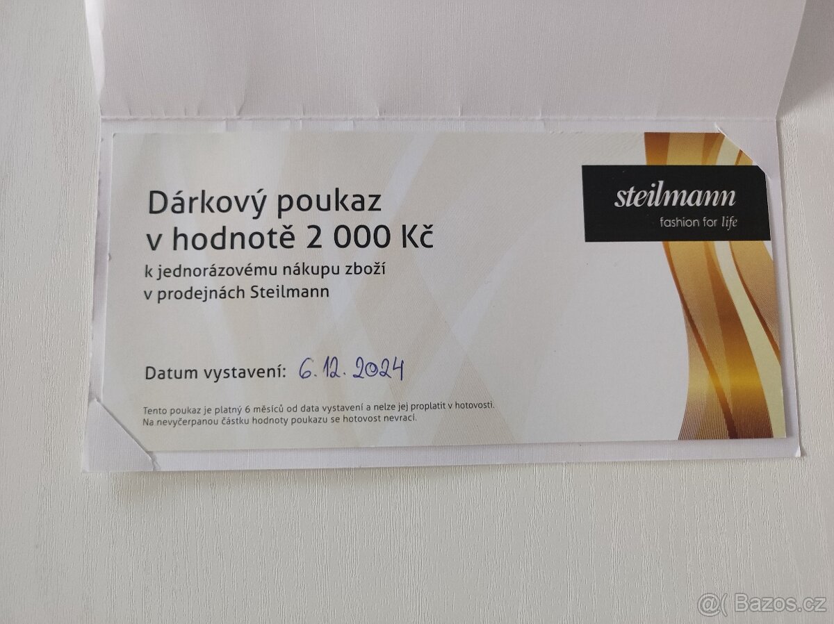 DÁRKOVÝ POUKAZ STEILMANN V HODNOTĚ 2000 KČ