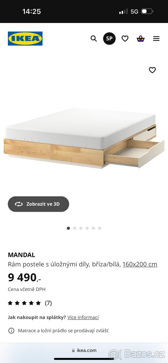 Rám postele Ikea s roštem 160x200