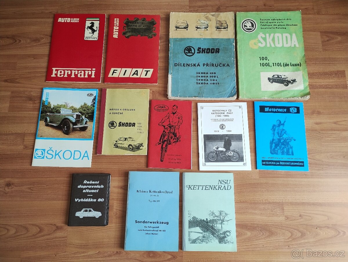 Brožury na jawa ČZ Dněpr M72, MB 750 a ŠKODA atd