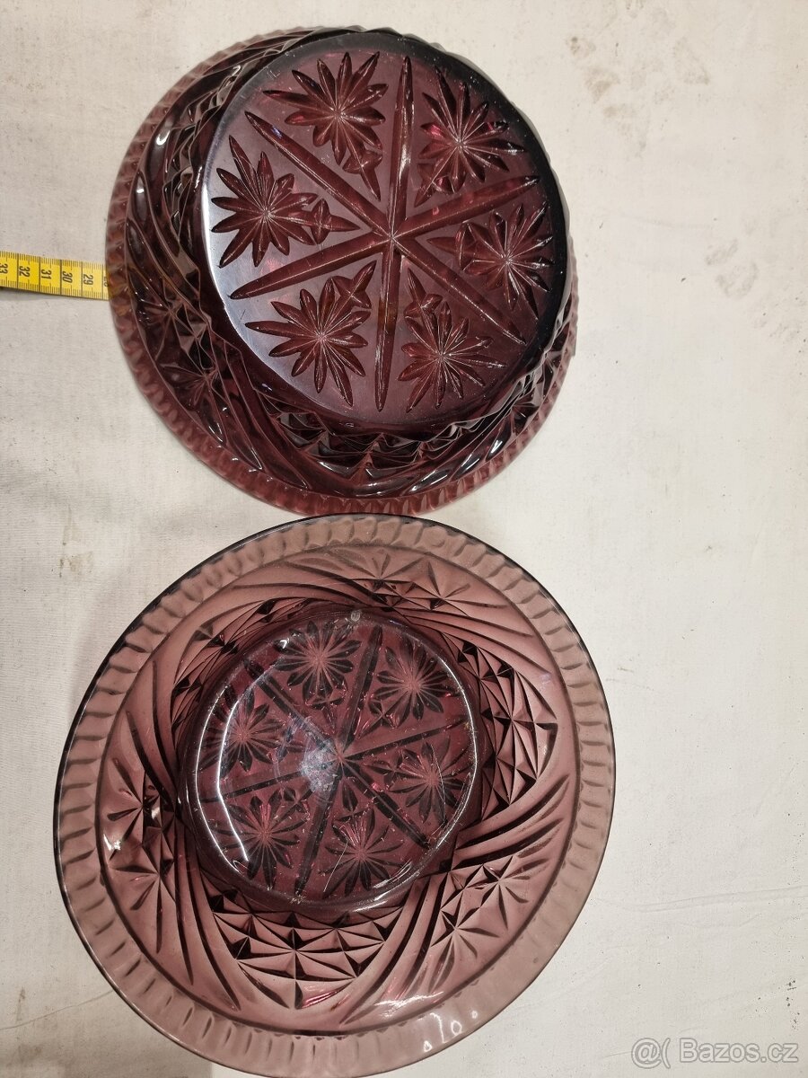 Sklenenna velká misa retro 2ks 29cm