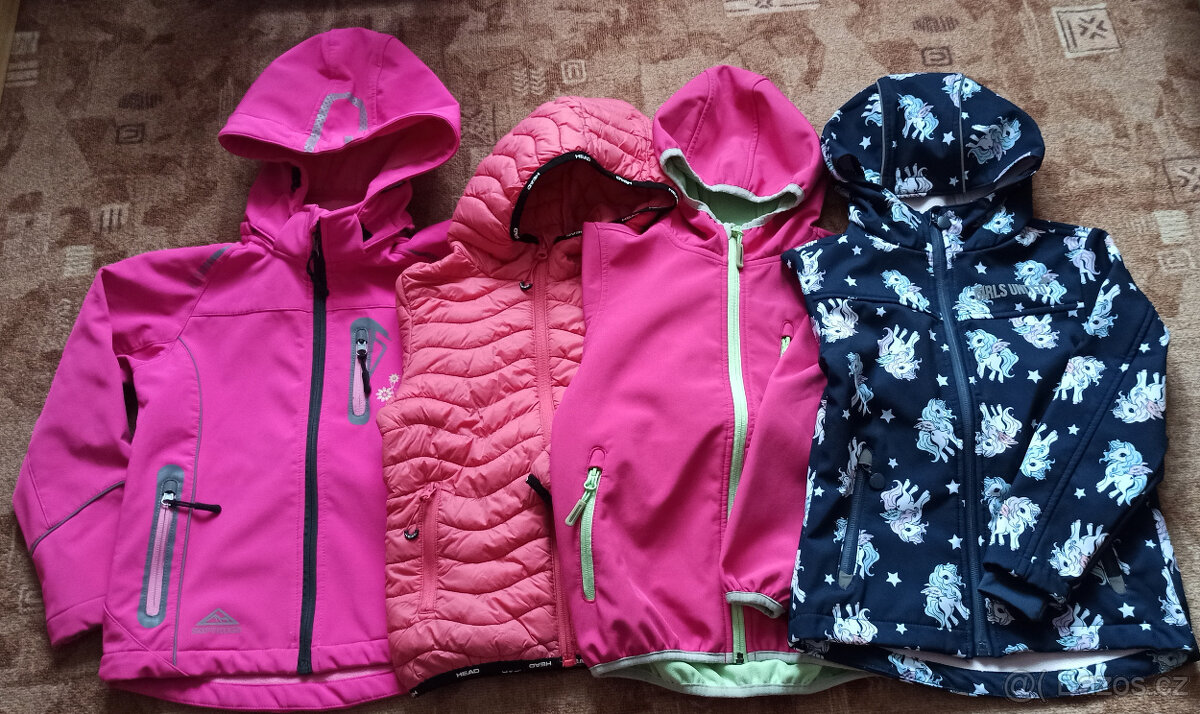 Softshell a jarní bundy dívčí vel. 110/116