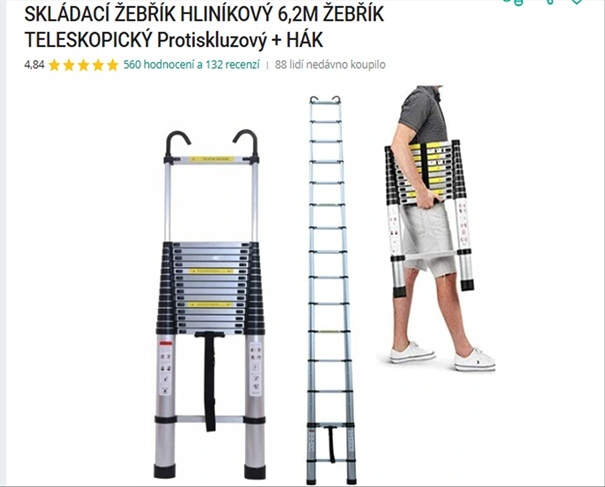 prodám teleskopický žebřík 6.2 m