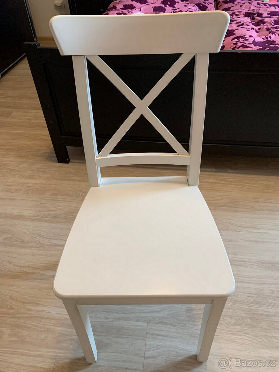 3x IKEA bílá kuchyňská židle IKEA Ingolf