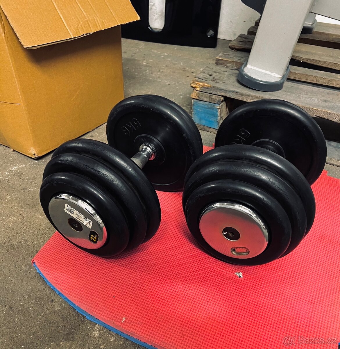 Jednoruční činky - pogumovaný - 2x 22kg