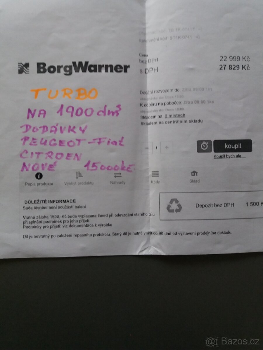 Turbo na 1.9 diesel