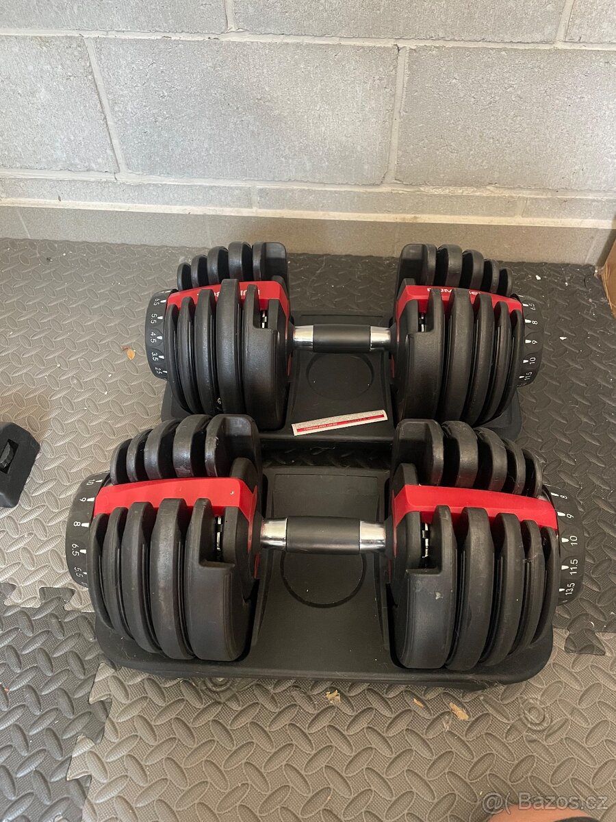 Nastavitelné činky 2x25KG a lavice značky Dumbbell