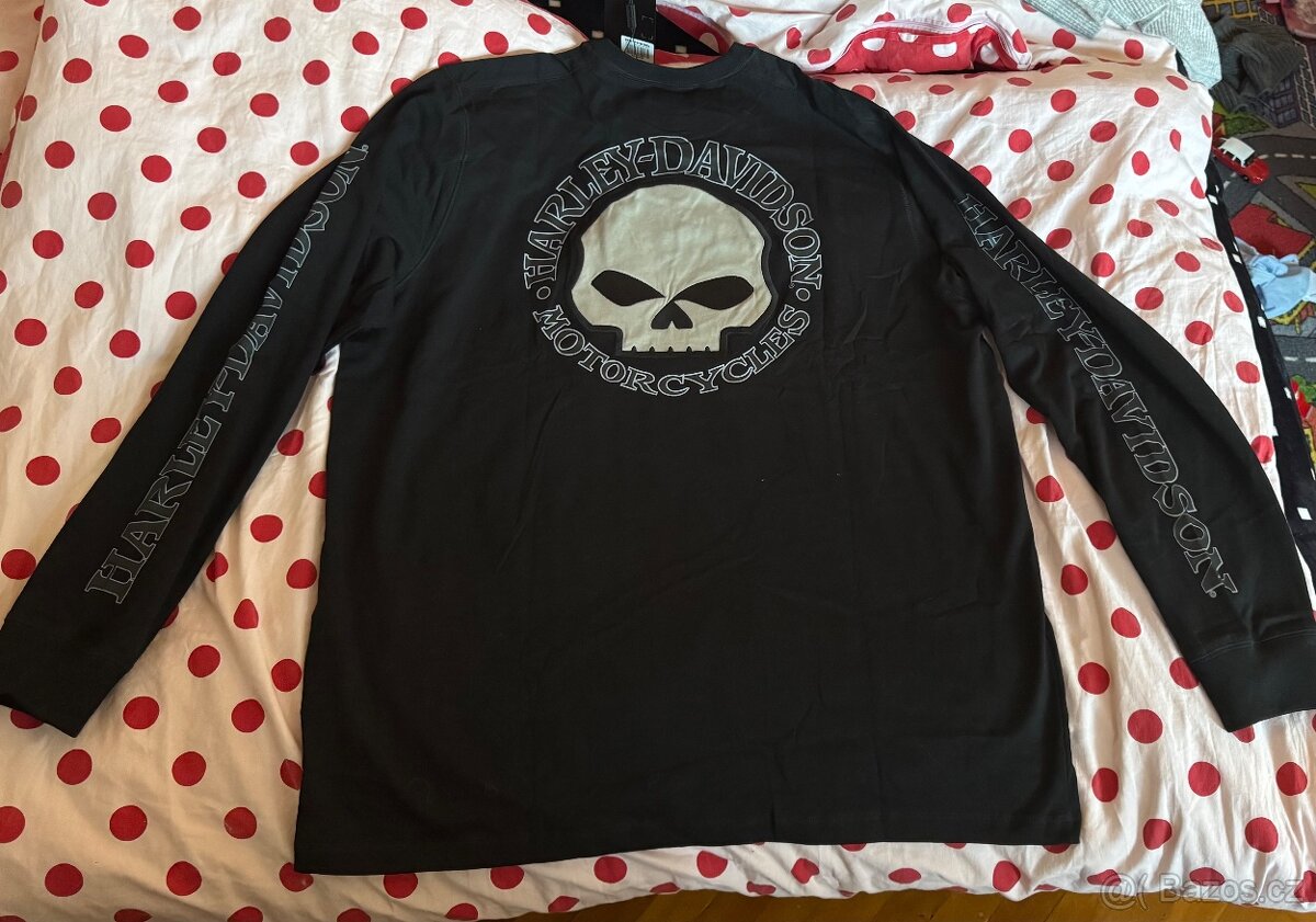 Triko mikina skull s nápisem Harley Davidson
