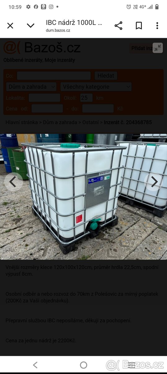 1000 l. nádrže IBC
