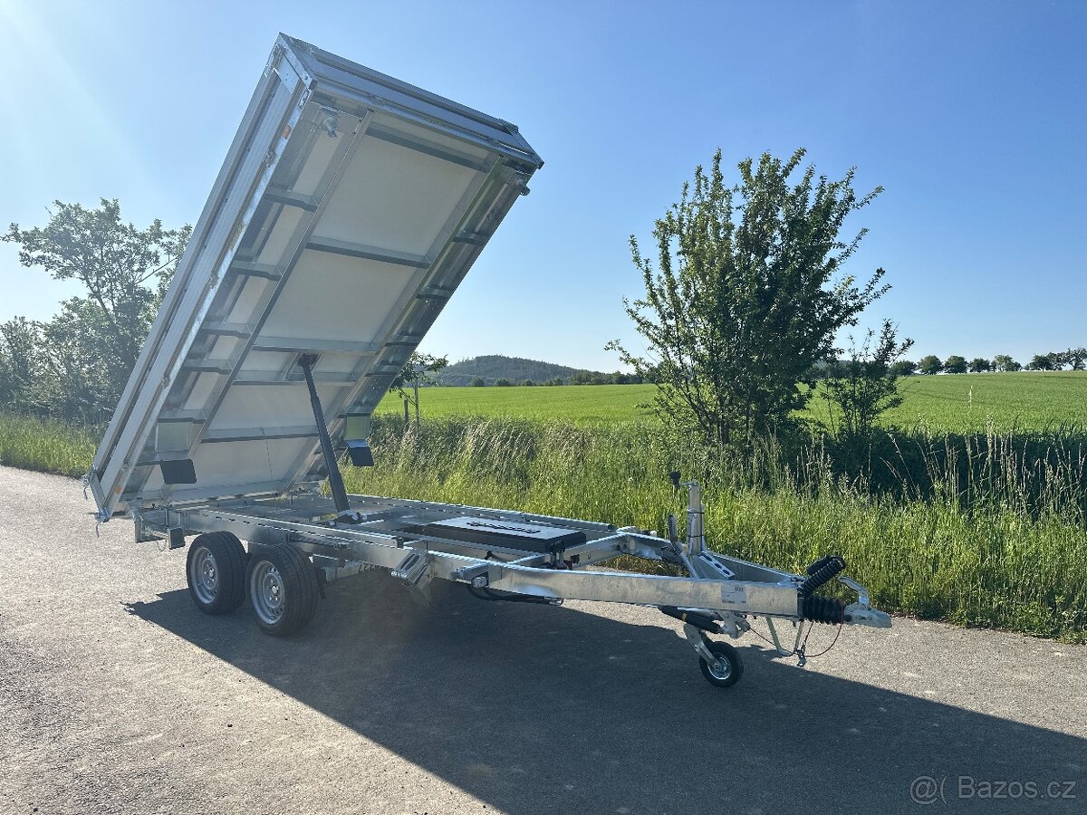 Přívěs - třístranný sklápěč, 3500kg