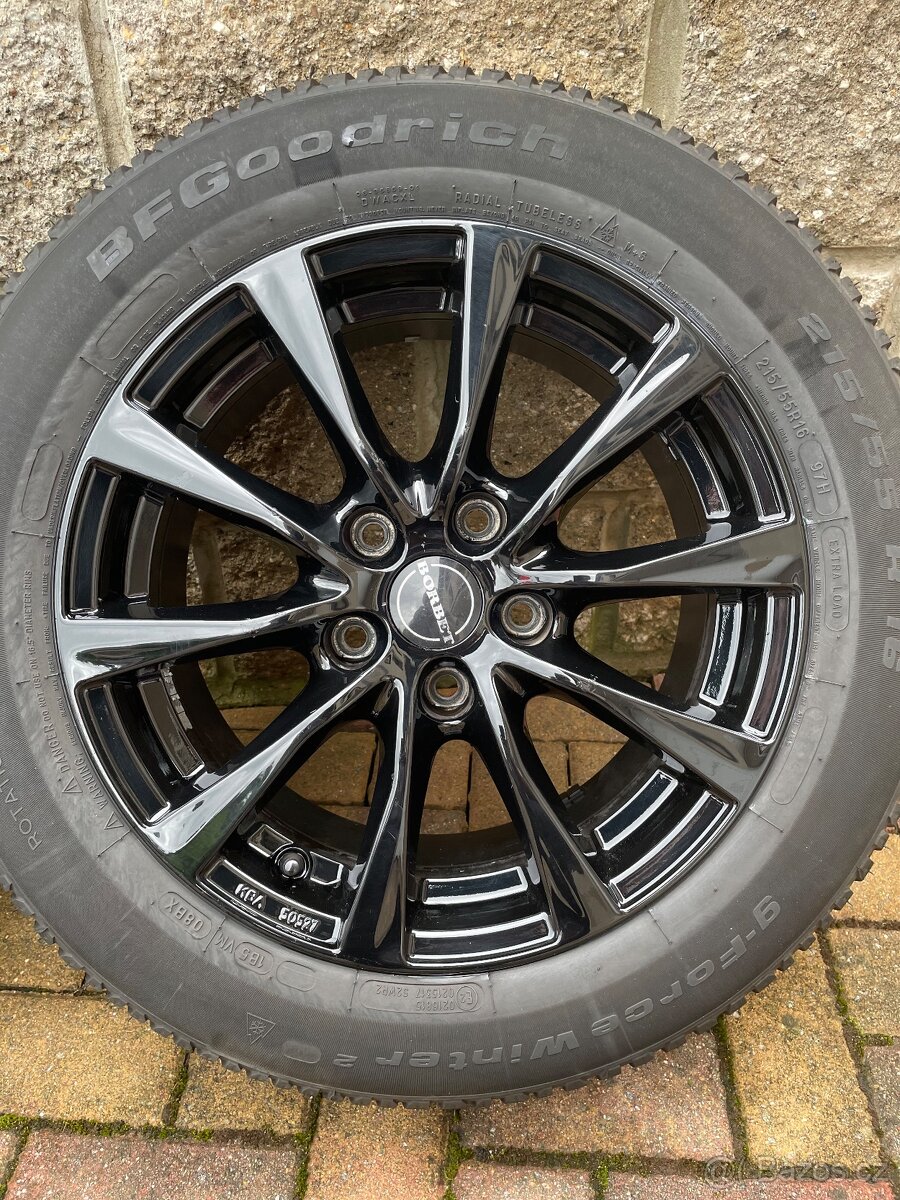 Alu sada Borbet 5x112 + zimni pneu 215/55/16 7,5mm