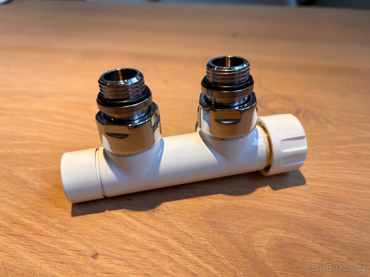 Ventil CARLIX Centrixblock 50mm 1/2" x 24-19mm, rohový, bílá