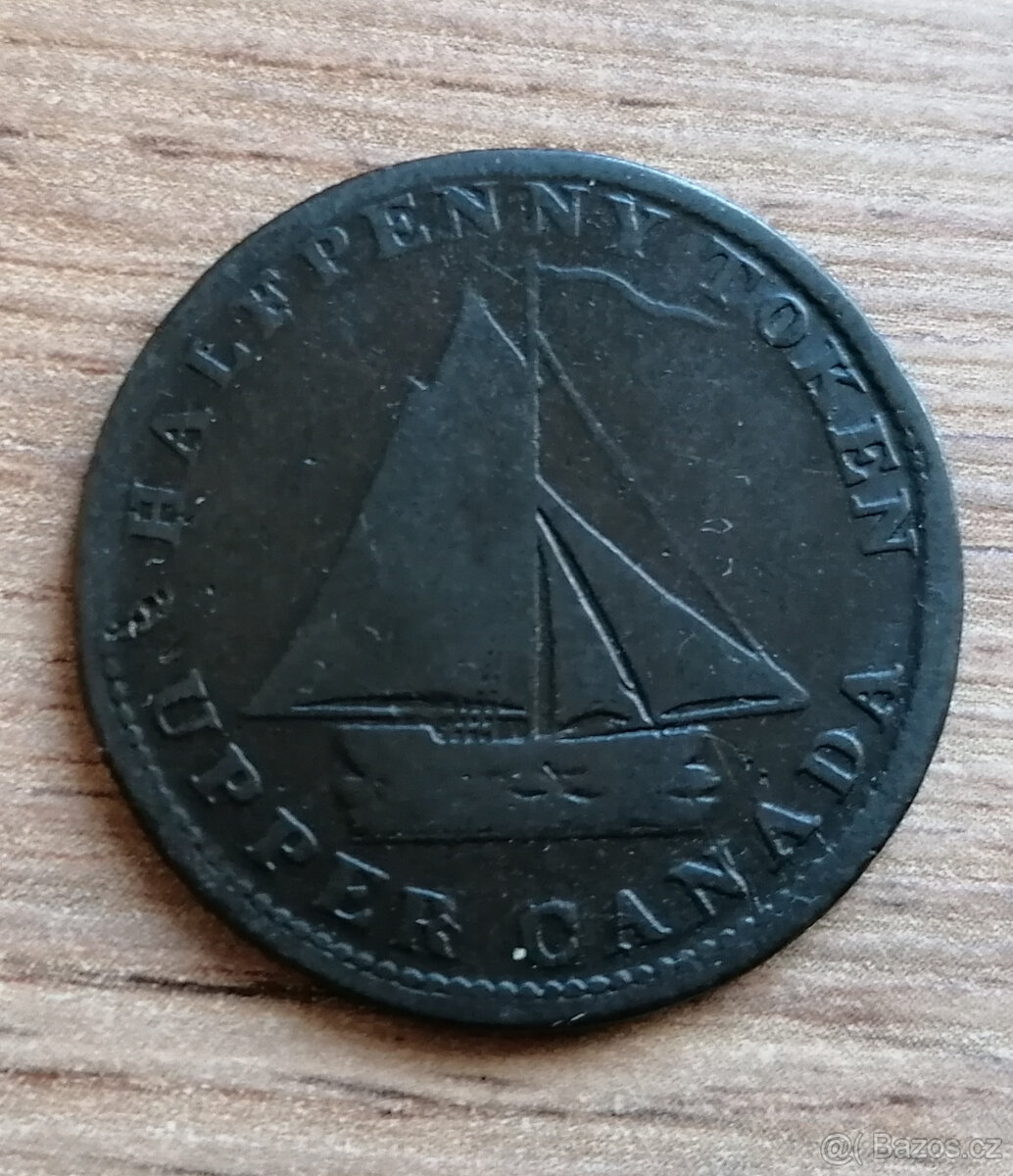 1/2 Penny token 1820 Upper Canada  koloniální mince Kanada