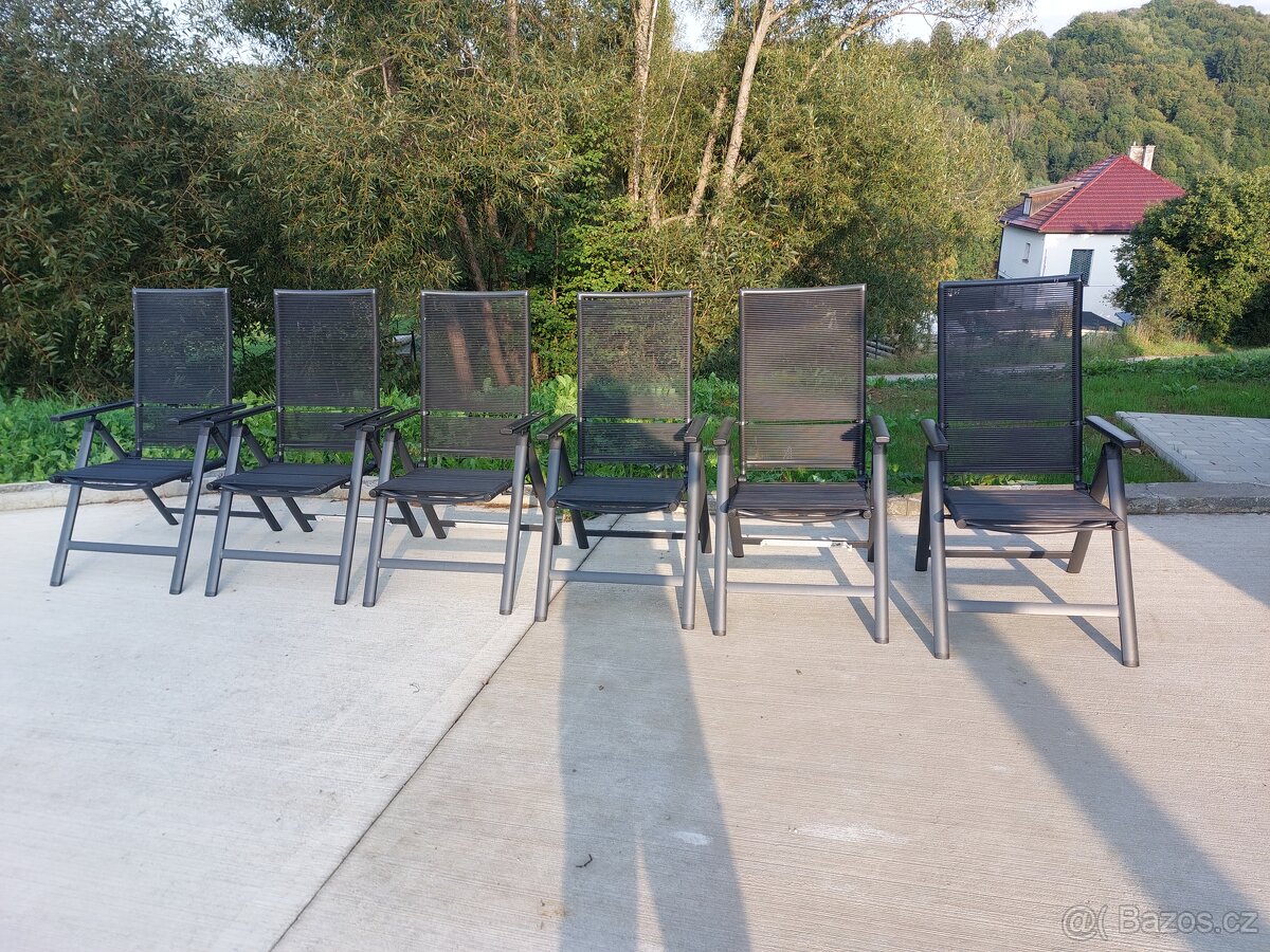 Zahradní židle skládací a polohovací 6 ks