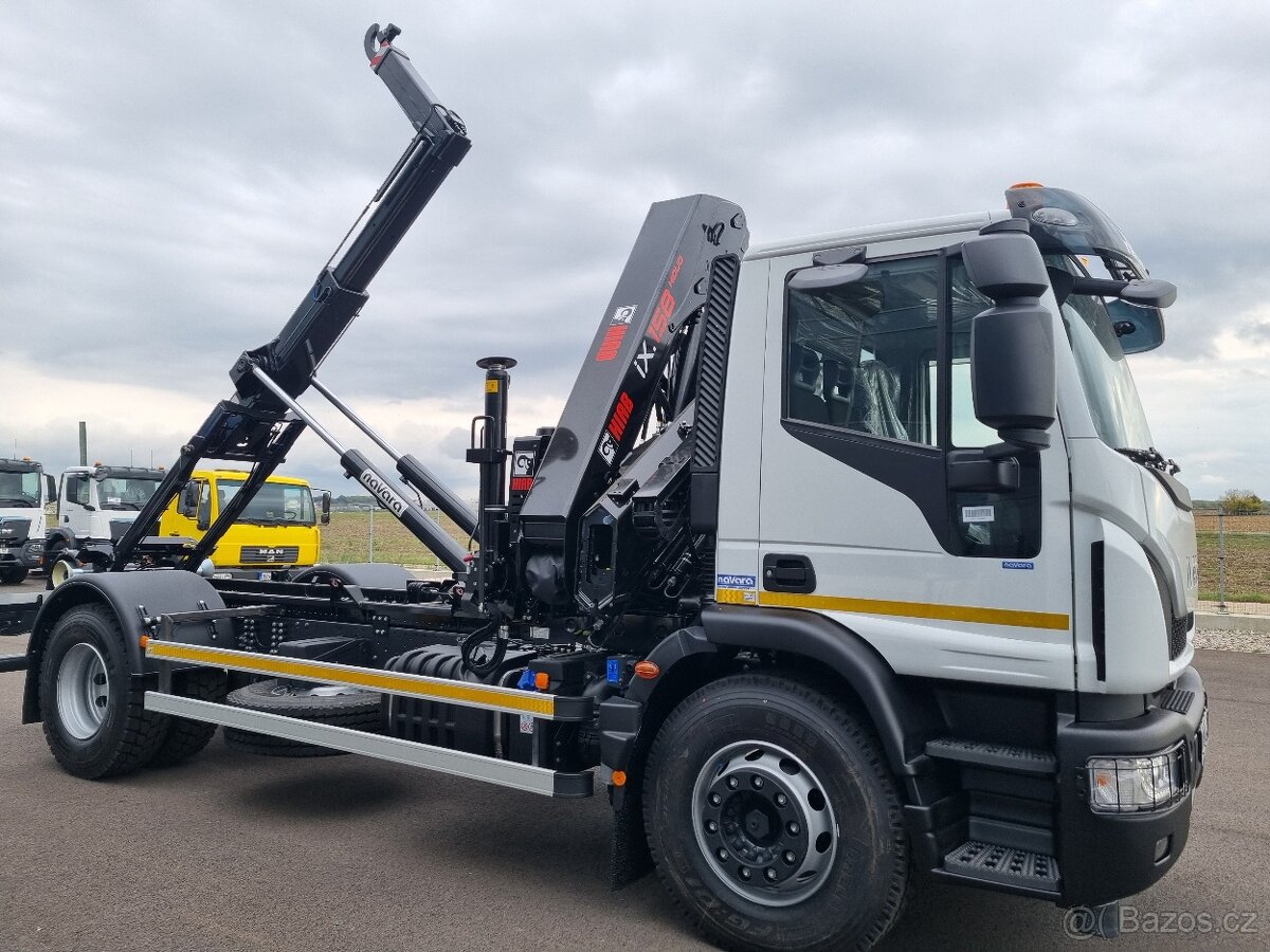 IVECO EUROCARGO 180E28 RUKA HIAB 158 + NOSIČ KONTEJNERU 10T