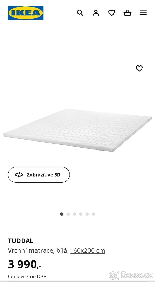 Nová Ikea TUDDAL - vrchní matrace - studená pěna