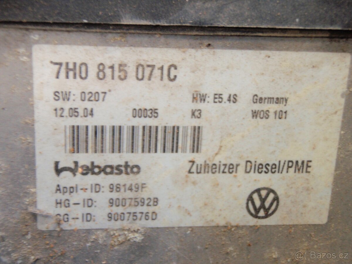 Přídavné topení Webasto Transporter T5 7H0815071C